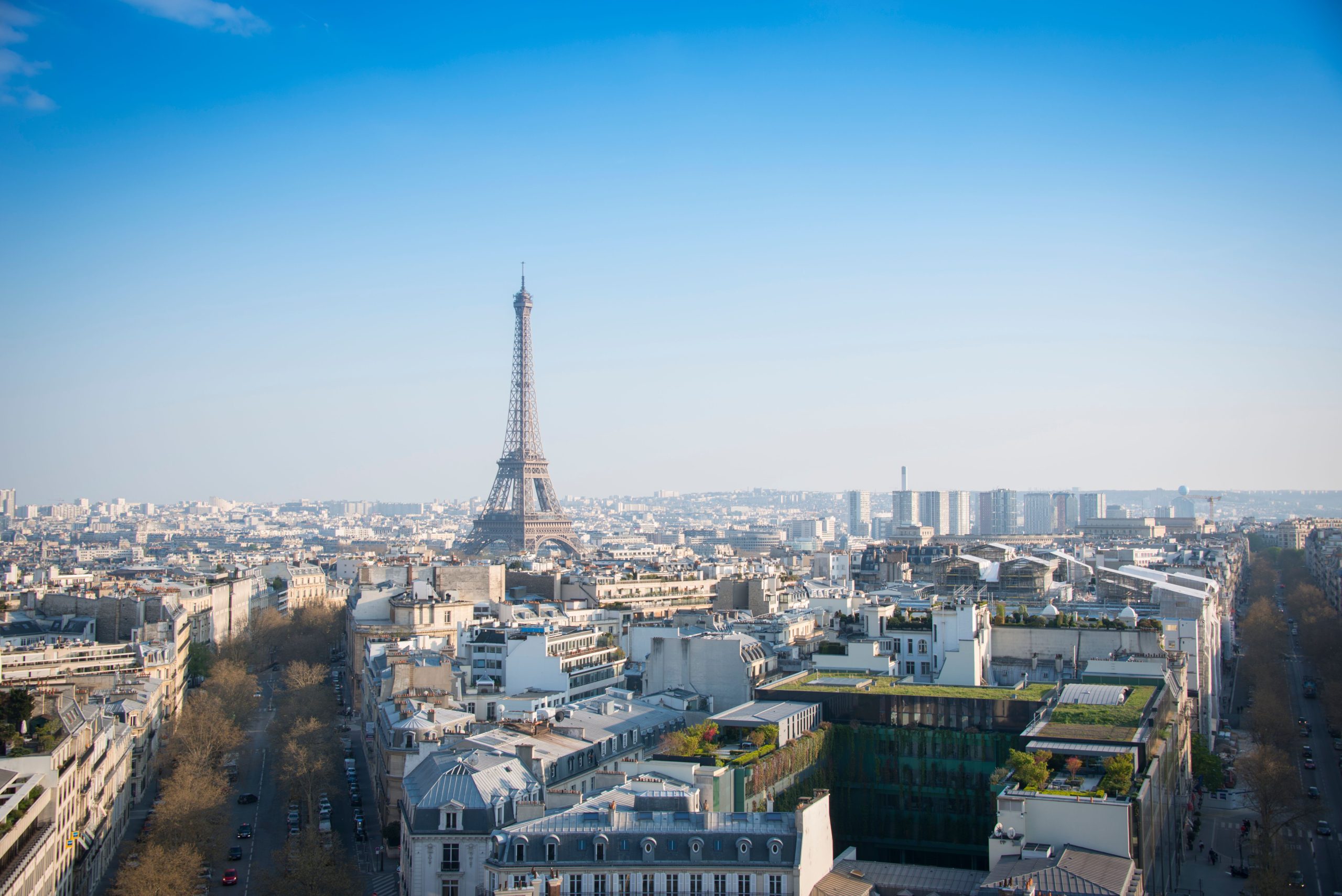 Vue aerienne de Paris avec la Tour Eiffel