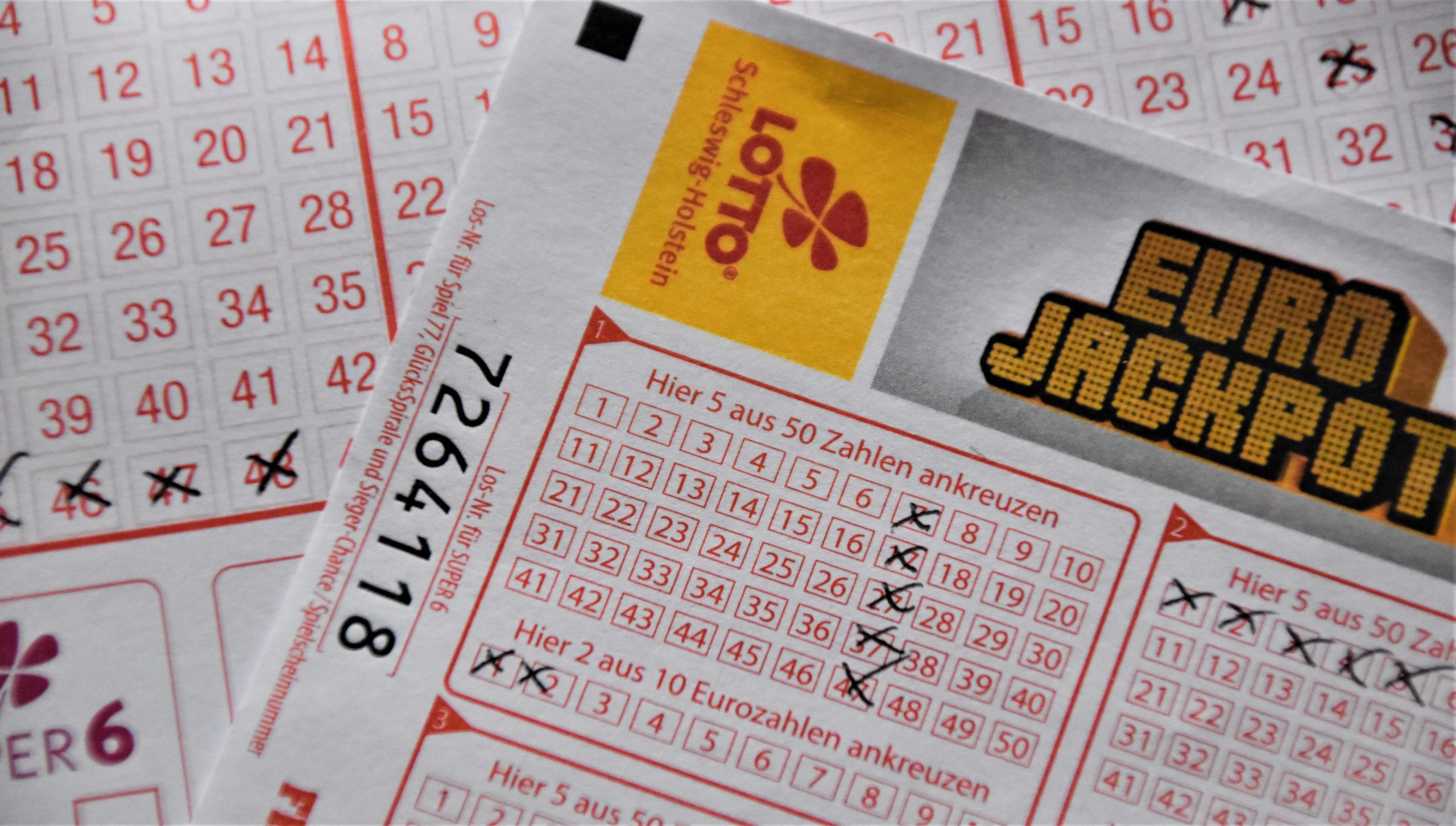 Ticket de loterie EuroJackpot avec numéros sélectionnés